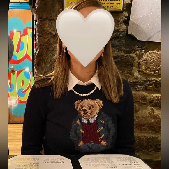 POLO RALPH LAUREN - Polo Bear Navy Crewneck Sweater with Red Accent - Picture 2 of 9